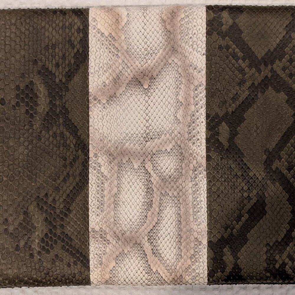 Italian Leather Clutch – Soft, Snakeskin, Magnetic Foldover, Unused Interior - Picture 2 of 8